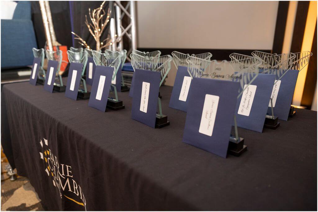 awards on table at Barrie Business Awards