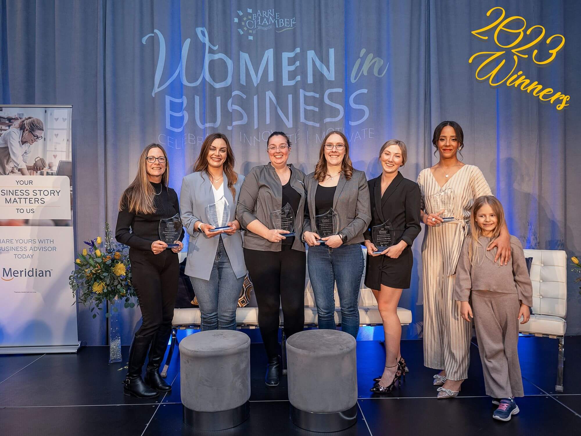 Winners of the 2023 Women in Business Awards, Barrie Chamber of Commerce
Intrapreneur  Cassie Frengopoulos, Gerrits Engineering Limited
Sponsored by Grant Thornton  Young Entrepreneur  Rebecca Bartley, Trooper Pet Veterinary Nursing
Sponsored by Invest Barrie  Entrepreneur  Danielle Levangie, Red Barn Event Centre
Sponsored by Meridian Credit Union  Heart &amp; Soul  Candice Thomas, Evergreen Wellness
Sponsored by Downtown Barrie  Women in Trade  Lisa Bertram, Bertram Construction Ltd
Sponsored by Georgian College  Visionary  Brittany Gallagher, Splash On Water Parks
Sponsored by Tempo Flexible Packaging