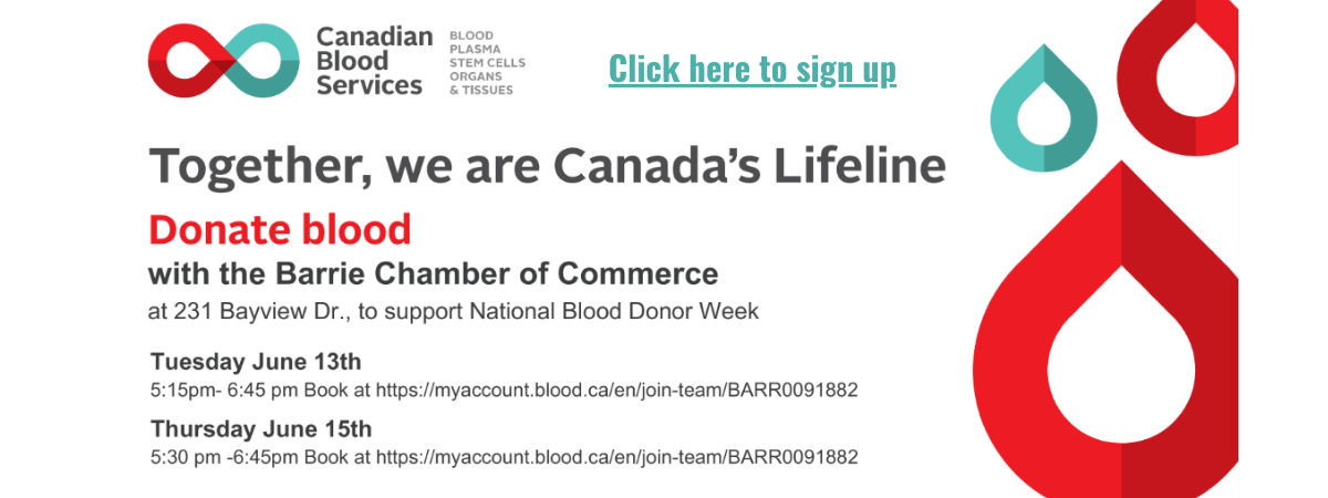 Join the Barrie Chamber of Commerce in saving lives; Donate Blood