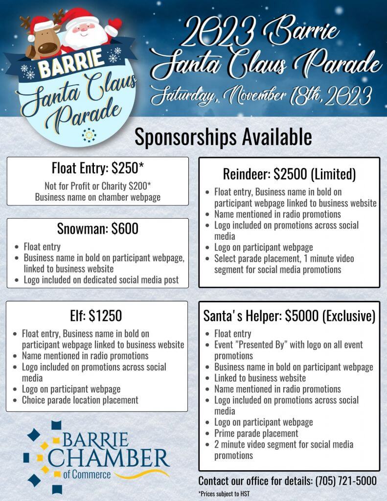 2023 Barrie Santa Parade Sponsorships