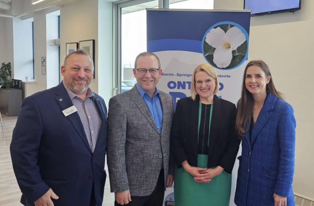 From Left to Right: Paul Markle - Executive Director of the Barrie Chamber of Commerce, Attorney General Doug Downey, Health Minister Sylvia Jones, Minister of the Environment, Conservation and Parks Andrea Khanjin