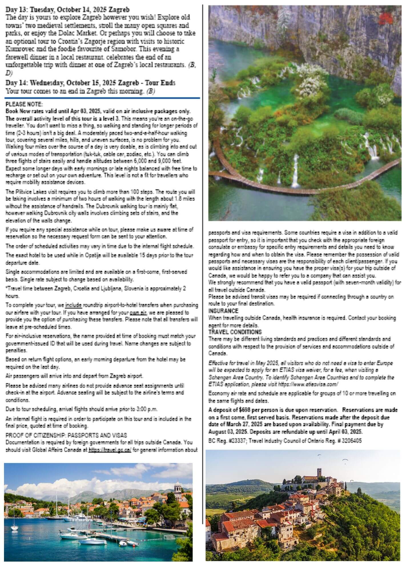 Croatia trip details page 2