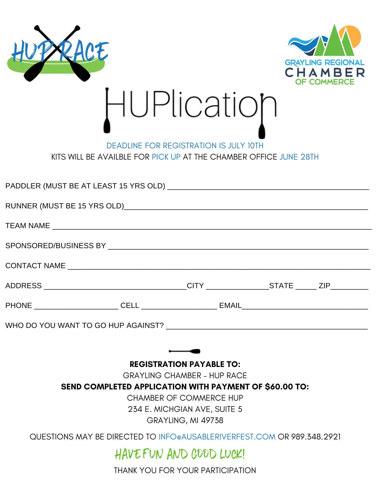hup race sign up