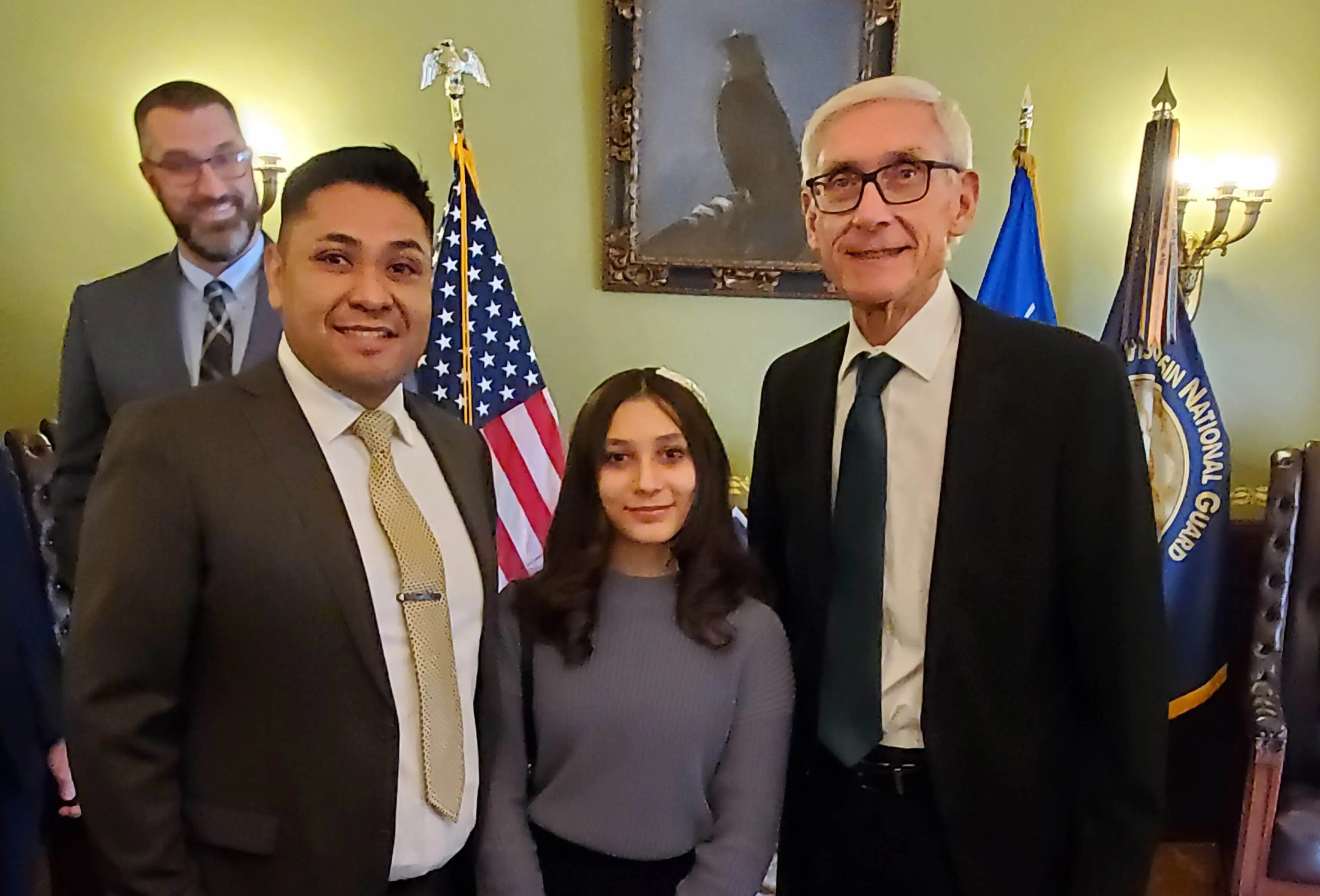 20231206_101837 cropped PIA Secretary Octavio Padilla, Mirabella Padilla, and Gov. Tony Evers