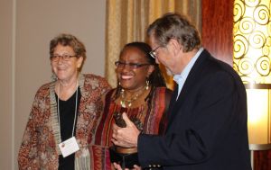 2015 recipients Cheryl Graves, Ora Schub and Robert Spicer receiving the Dennis Maloney award
