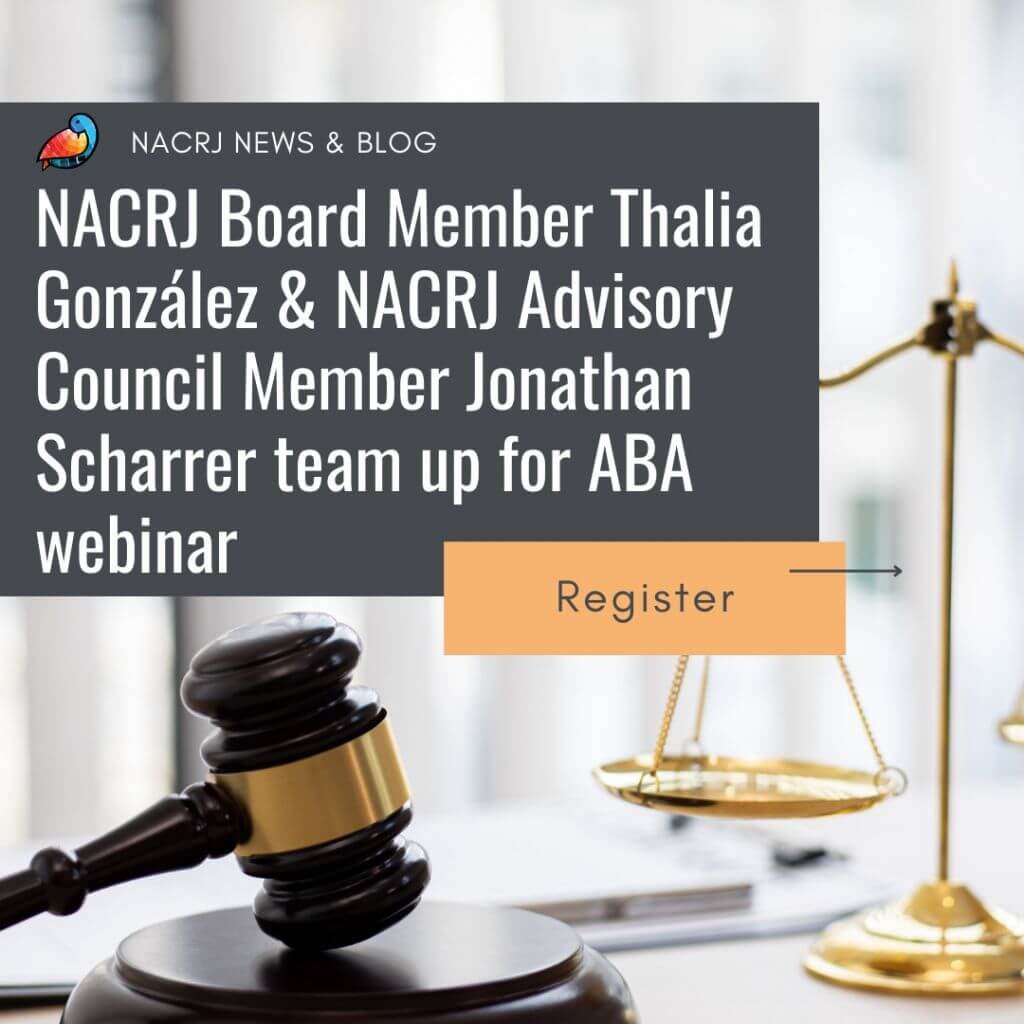 NACRJ Board Member Thalia Gonzalez & NACRJ Advisory Council Member Jonathan Scherzer team up for ABA webinar