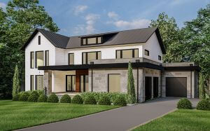 Custom home with stone accents
