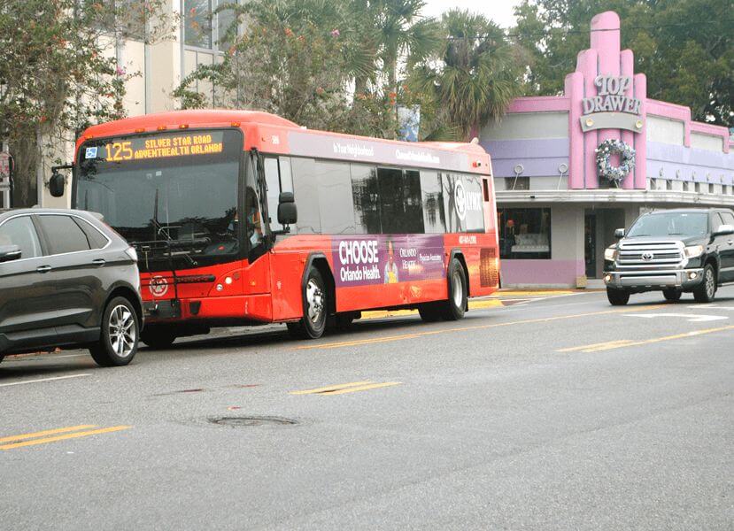Lynx Bus stops along Edgewater Drive.