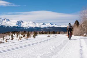 bike on winter trail