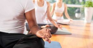 yoga class meditating