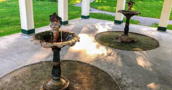 Saratoga mineral springs in a covered gazebo