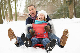 couple sledding