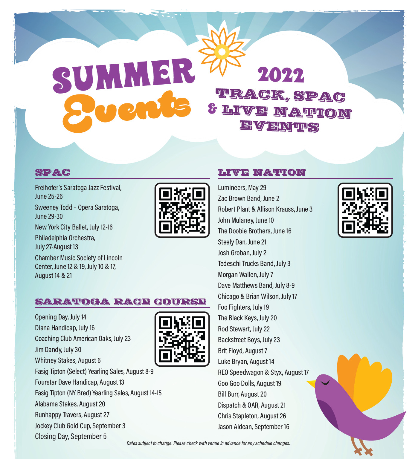 summer event dates