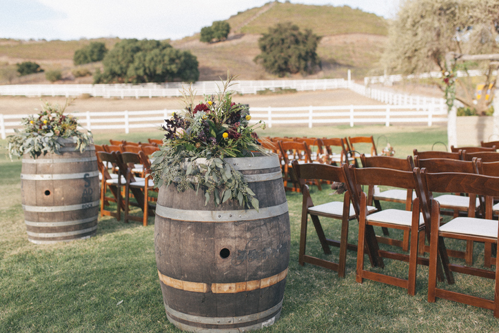 Wine barrels wedding ceremony