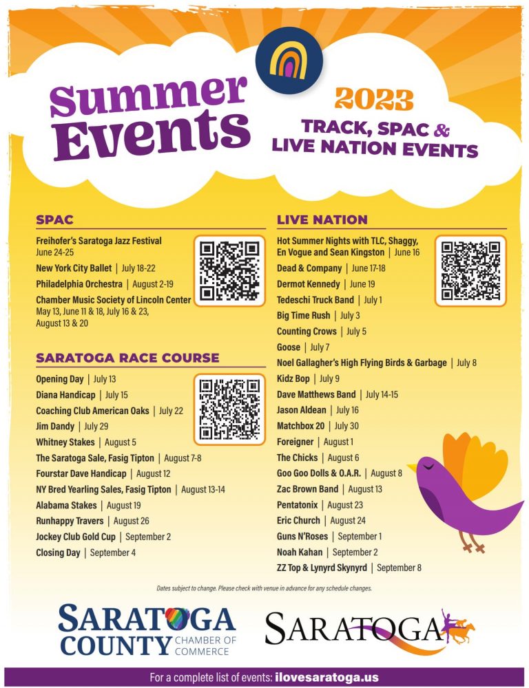 2023 Events Track, SPAC, Live Nation Saratoga County Chamber of