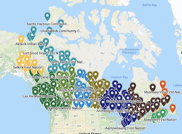 CA Google Map of Canadian Tribes by Province