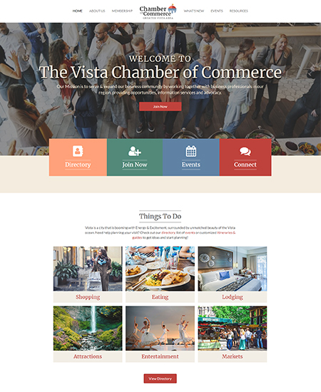 Chamber demo website home page