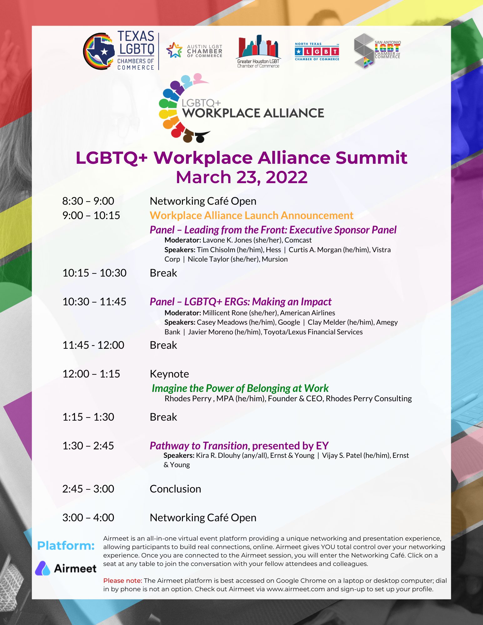 LGBTQ+ Workplace Alliance Summit Participants One-page 3.18.22