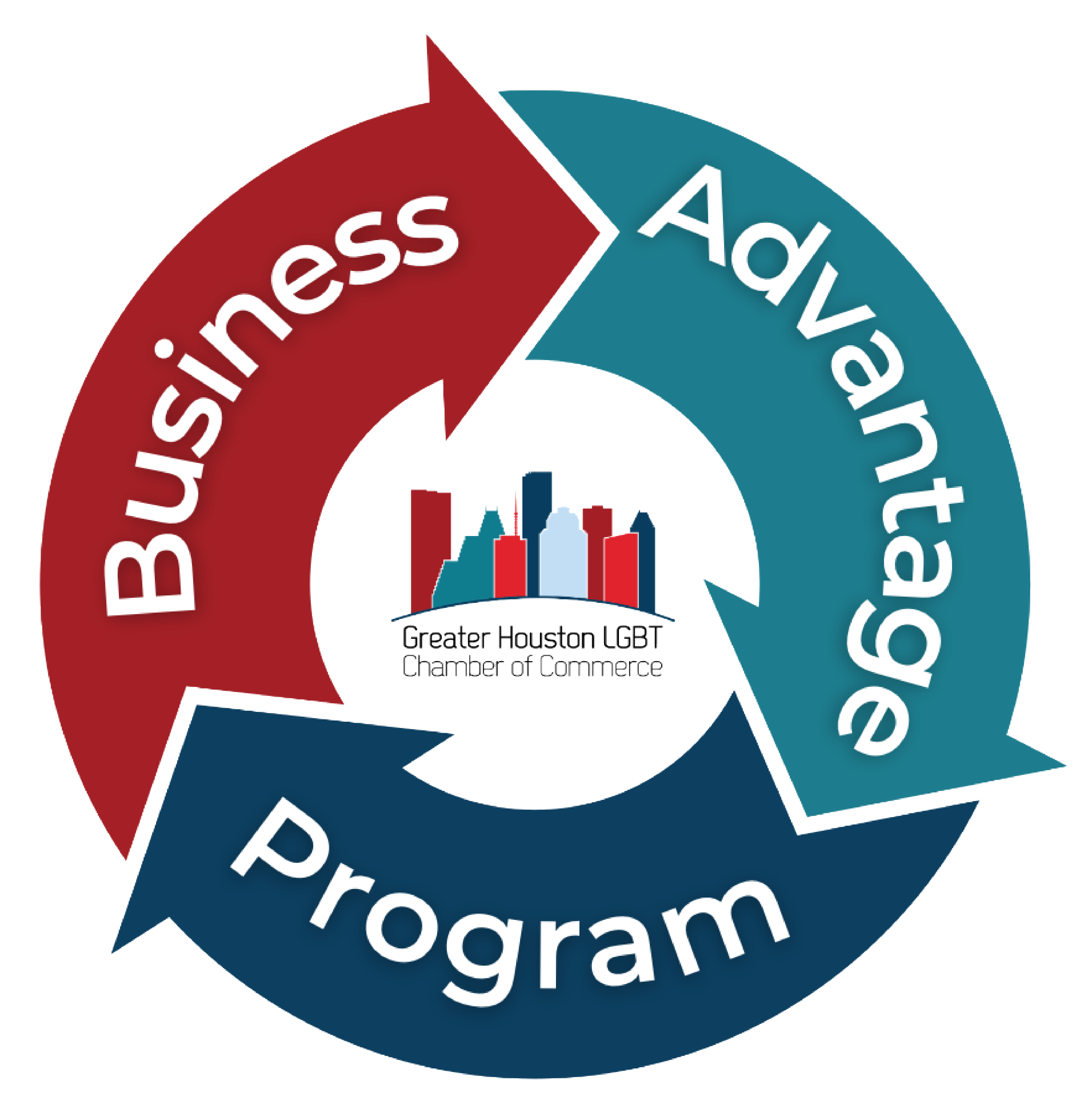 Business Advantage Program logo clear back white words