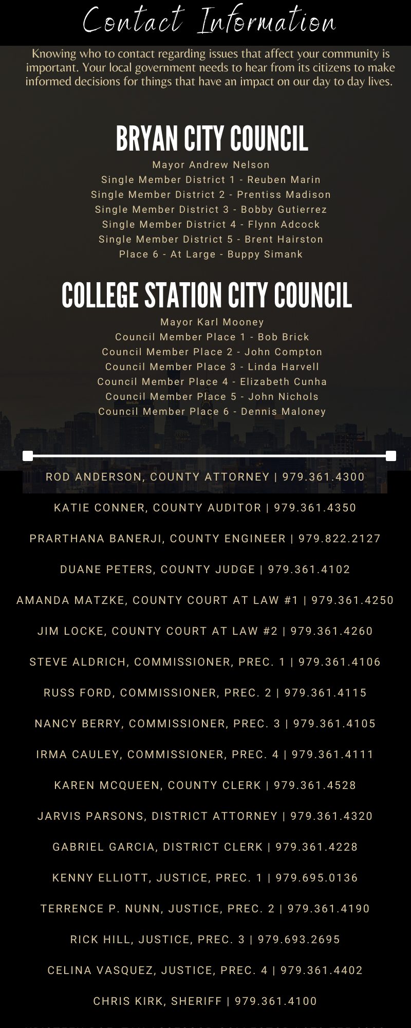 Local Officials Contact Info