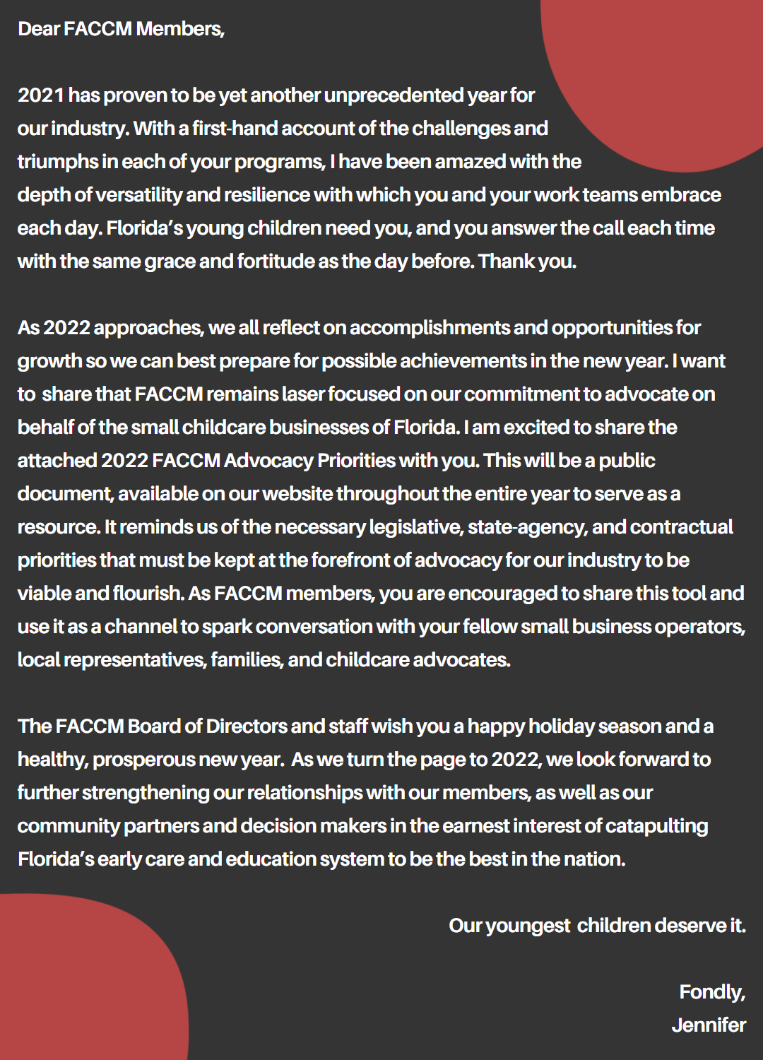 FACCM Advocacy Letter from Director