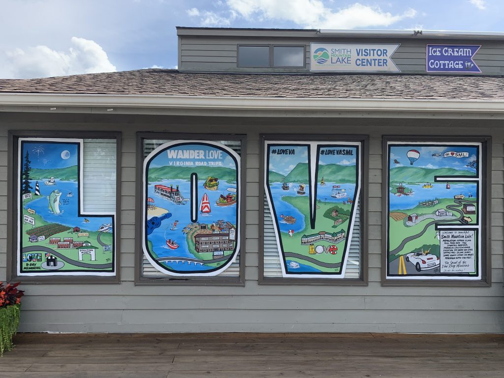 The LOVEworks sign at the SML Visitor Center at Bridgewater Plaza