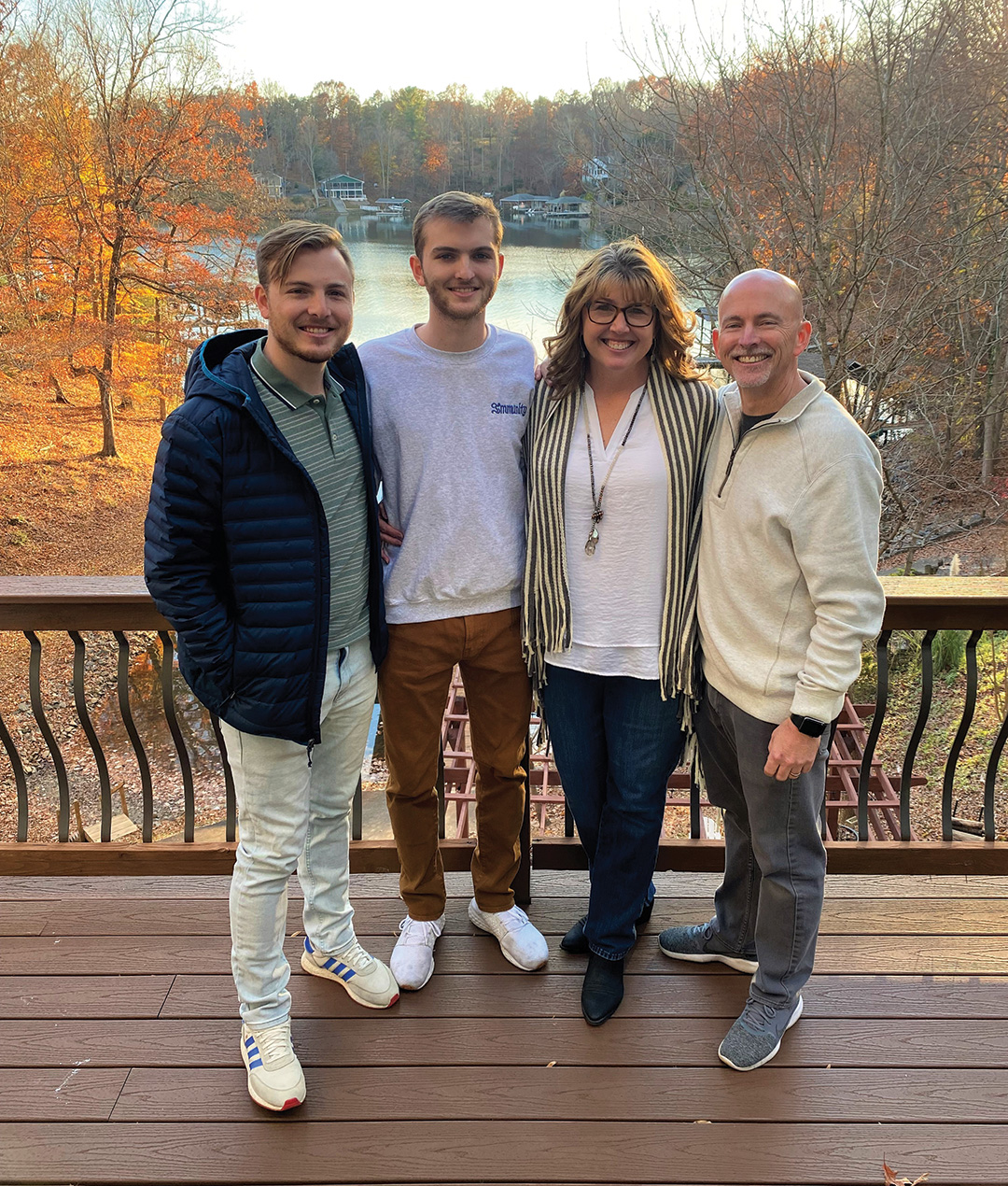 From left, Cameron, Mason, Carrie and Ray Hunnicutt at their home on Gills Creek. 