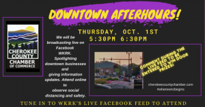 Cherokee County Chamber NC Virtual After Hours Event Oct. 1, 2020