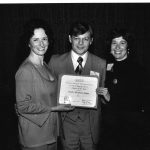 Darlene Myers, Robert Baker, Nancy Blase receiving Chapter of the Year Award (Pacific Northwest Chapter) at ASIST '78