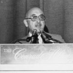 Allen Kent delivering 1977 ASIS Award of Merit speech
