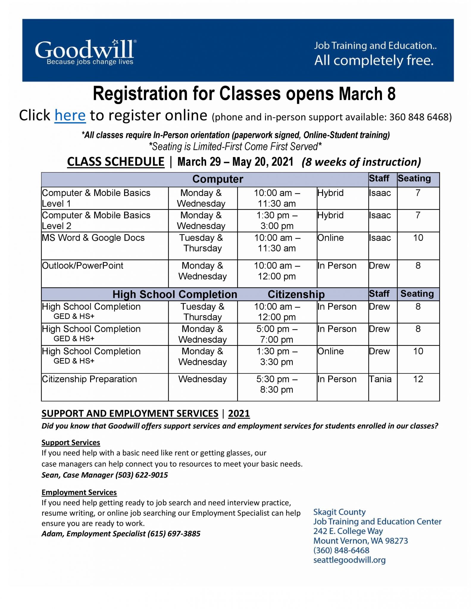Online Registration is Open for Goodwill Classes Mount Vernon Chamber