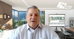 Larry Swanson in front of a virtual background - Transworld Business Adivsors