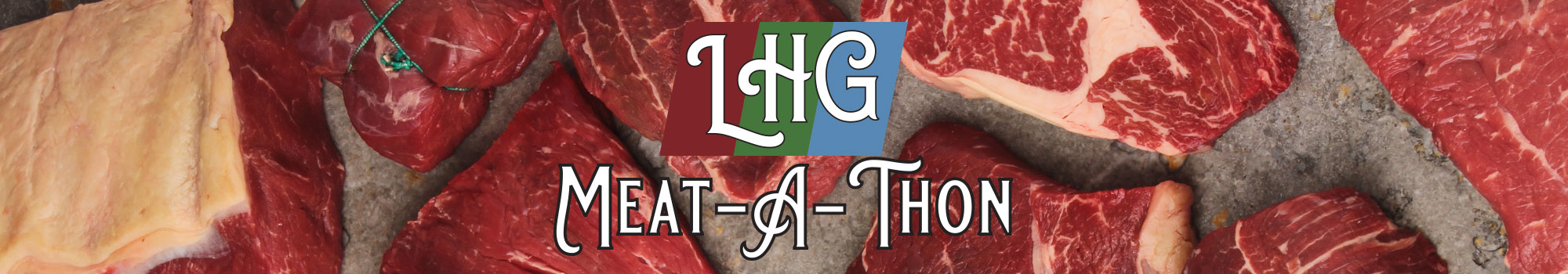 Meat-a-Thon text with various steaks in background