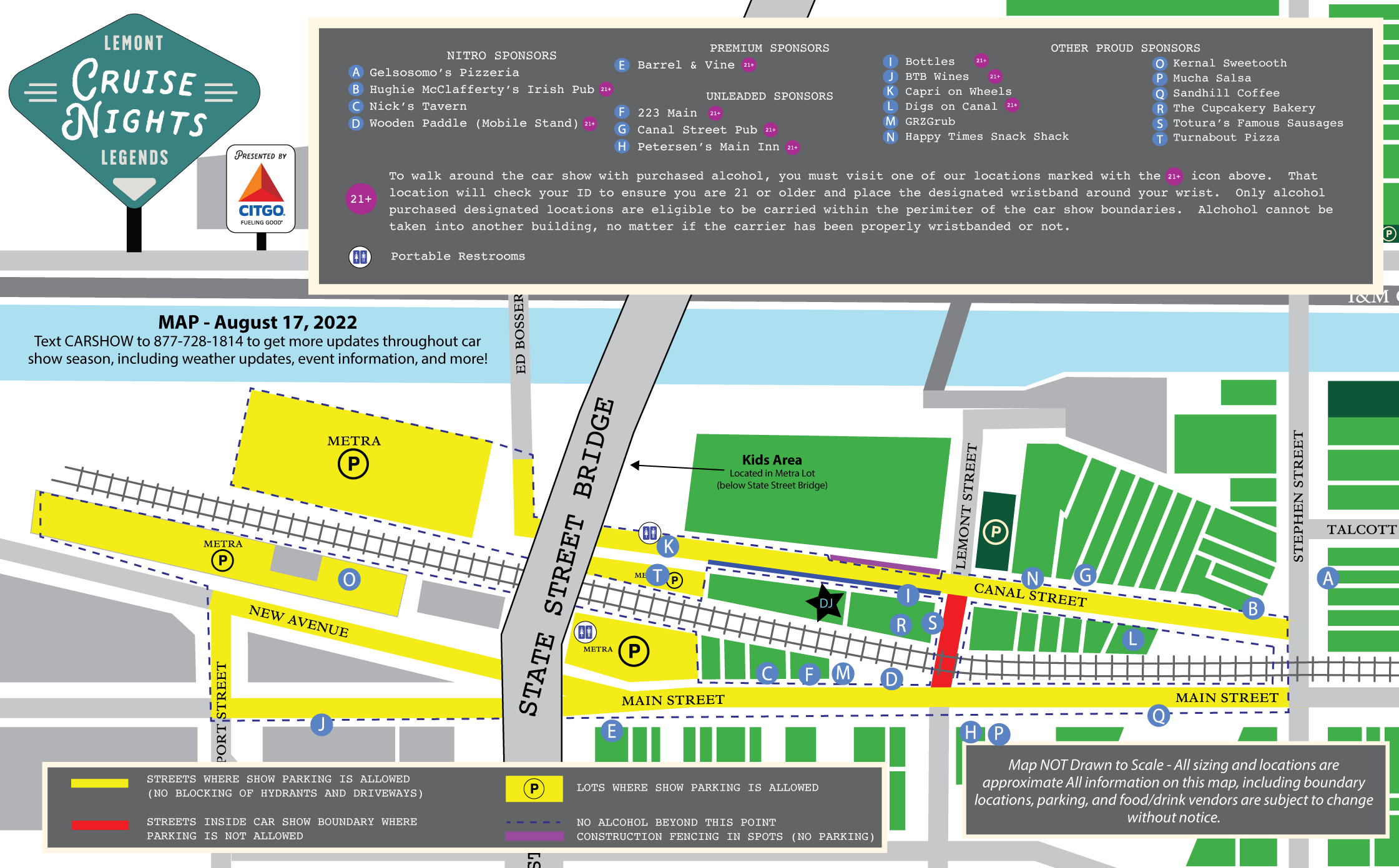 Cruise Night Map for Lemont Legends Cruise Night (2022-08-17)