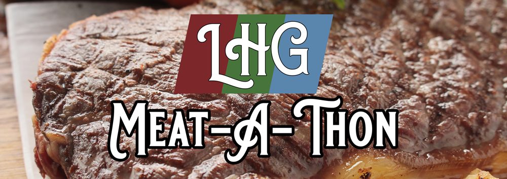 LHG Meat-A-Thon logo with a picture of a steak behind it