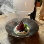 Smoked Red Wine Poached Pear at Barrel &amp; Vine