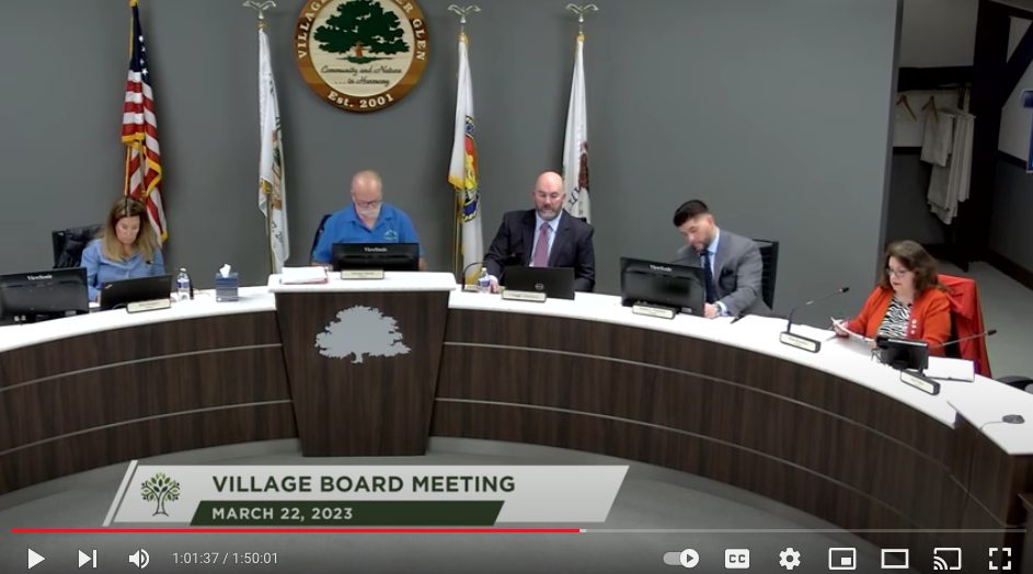 Mayor and trustees sitting at Village of Homer GLen board meeting