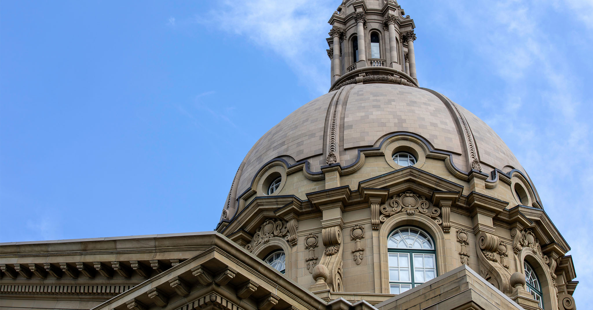 Alberta Legislature Building in Edmonton, Canada. It is the meeting place of the Executive Council and the Legislative Assembly